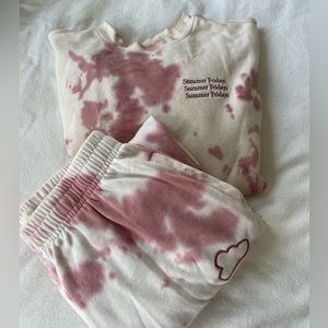 Summer Fridays pink tie dye sweat suit